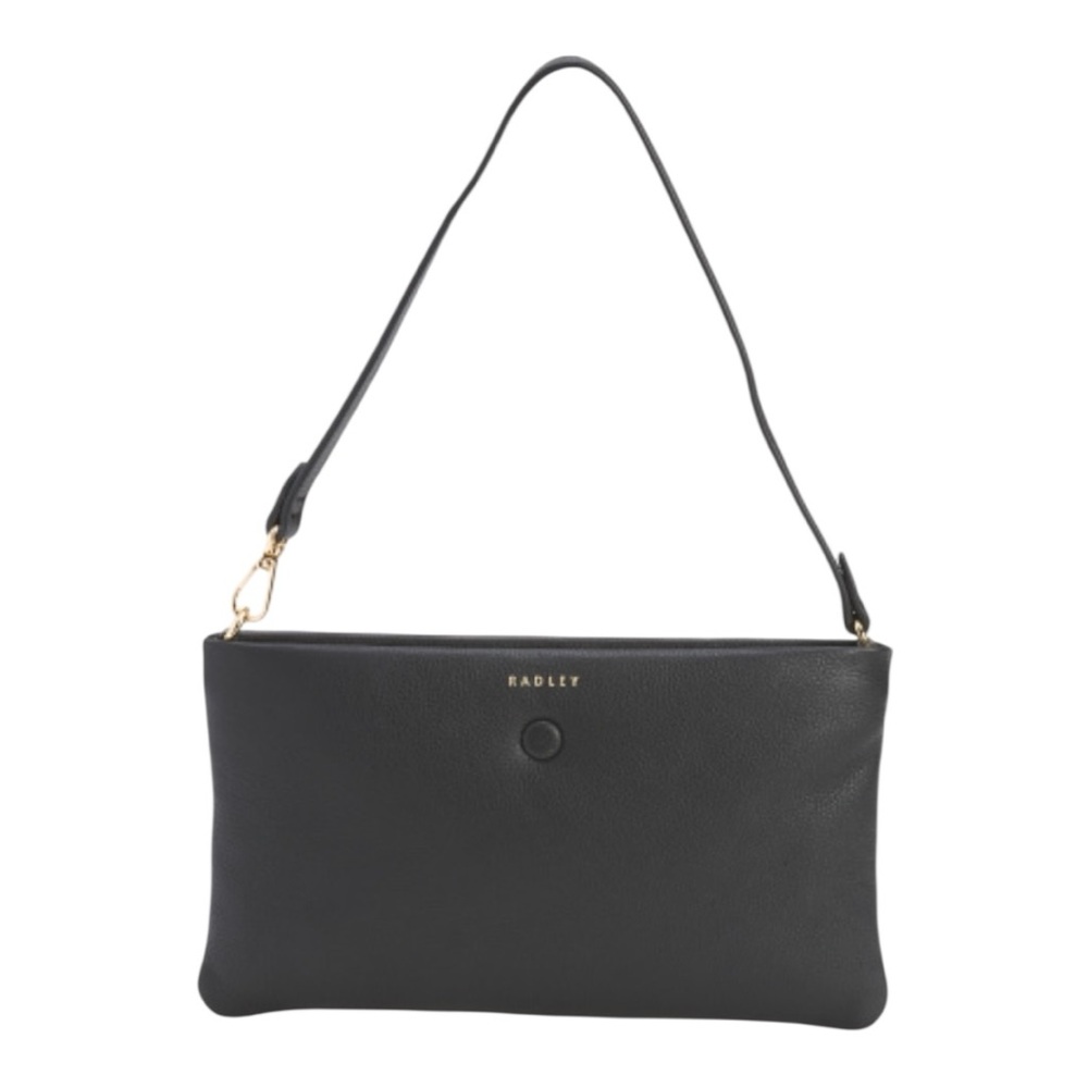 RADLEY LONDON Black Leather Mallow Street Large Zip Top Wristlet Wallet NWT